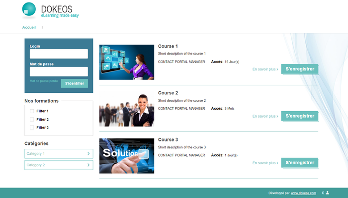 A screenshot of a page from Dokeos' website.